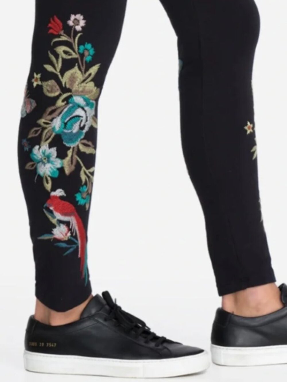 Johnny Was JW Los Angeles Gen Floral Embroidered Black Legging S J60521-7